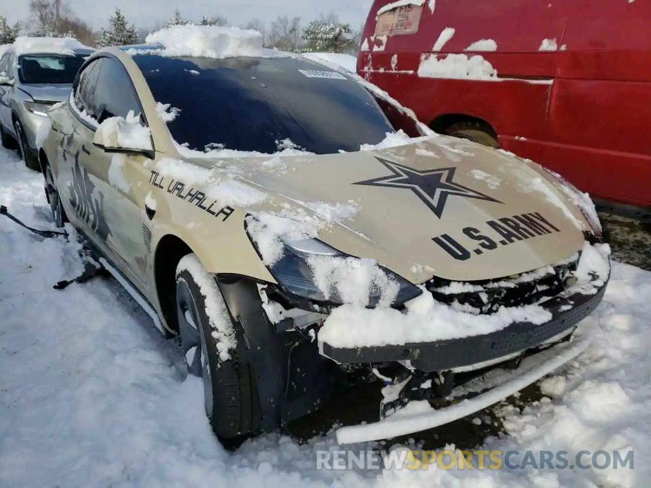 1 Photograph of a damaged car 5YJ3E1ECXMF055828 TESLA MODEL 3 2021