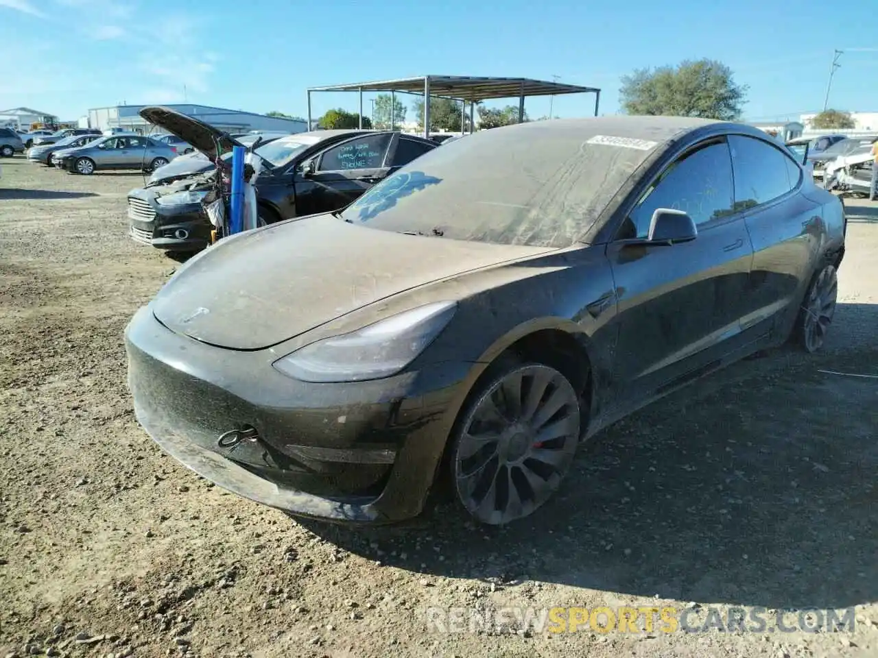 2 Photograph of a damaged car 5YJ3E1ECXMF069809 TESLA MODEL 3 2021