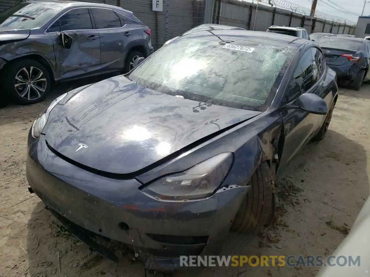 2 Photograph of a damaged car 5YJ3E1ECXMF078106 TESLA MODEL 3 2021