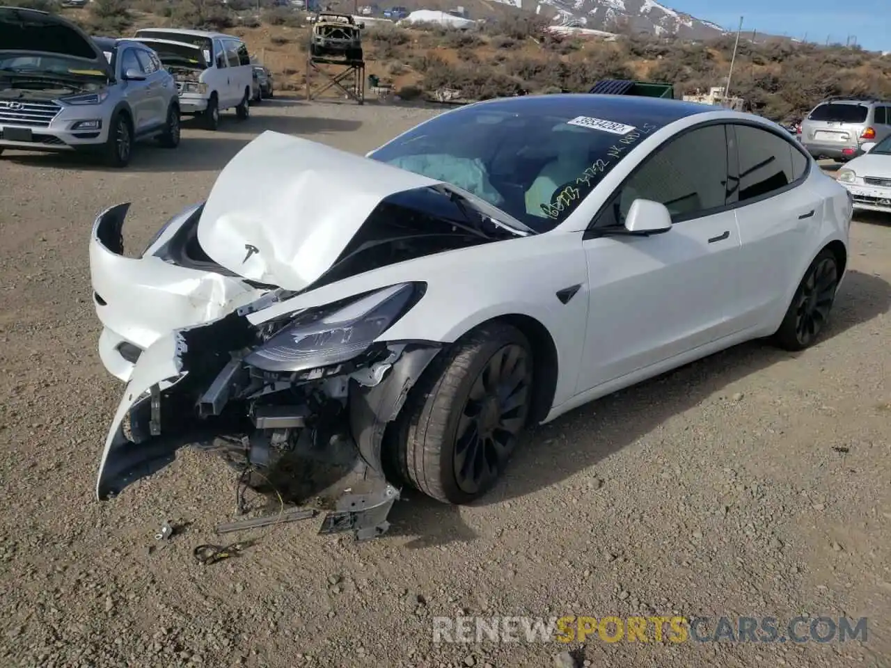 2 Photograph of a damaged car 5YJ3E1ECXMF926257 TESLA MODEL 3 2021