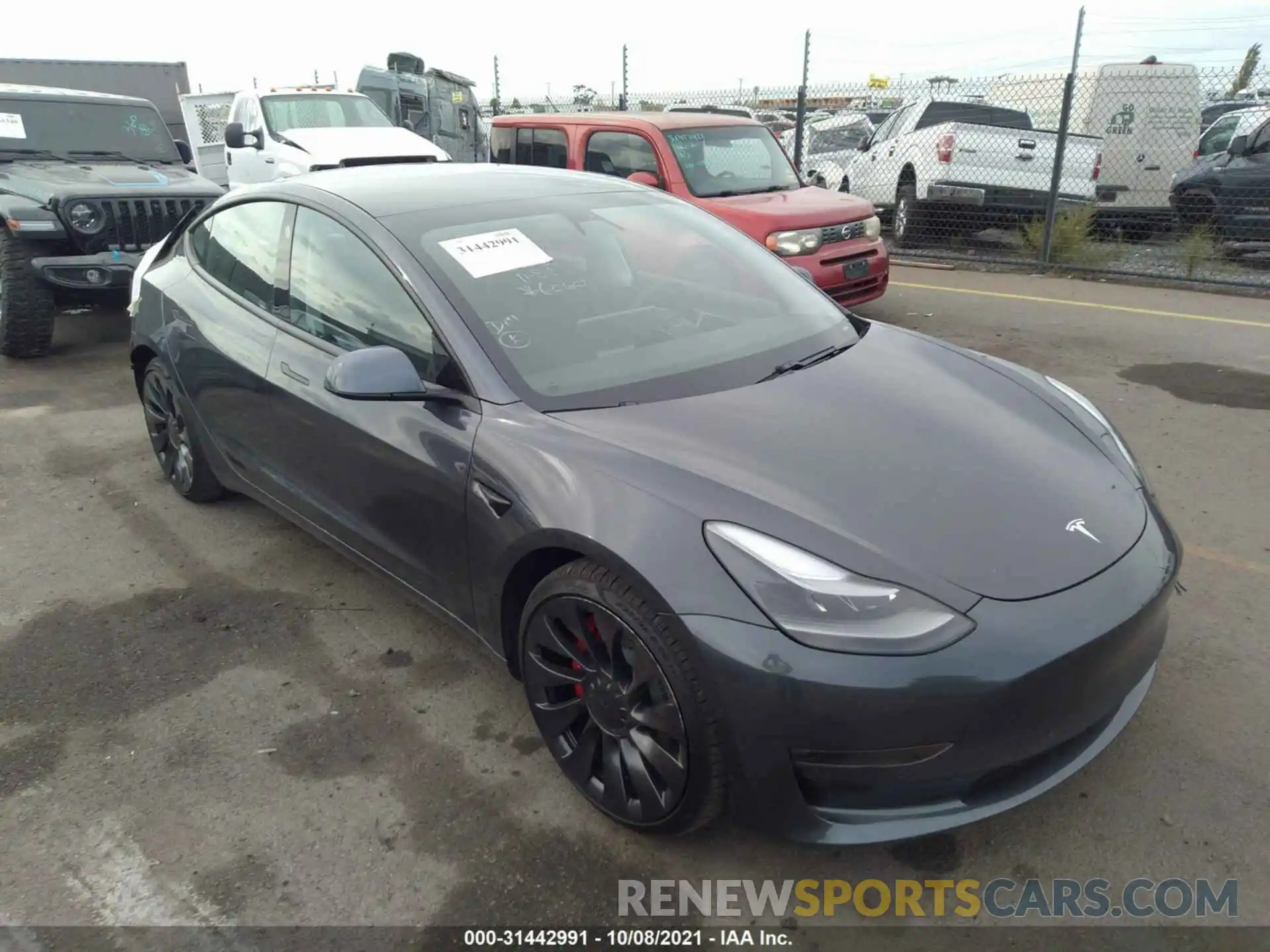 1 Photograph of a damaged car 5YJ3E1ECXMF976060 TESLA MODEL 3 2021