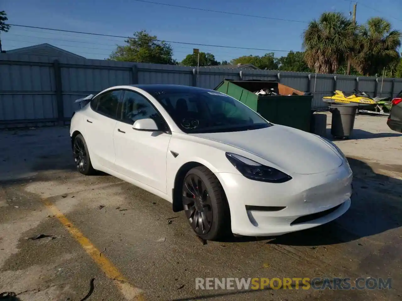 1 Photograph of a damaged car 5YJ3E1ECXMF991058 TESLA MODEL 3 2021