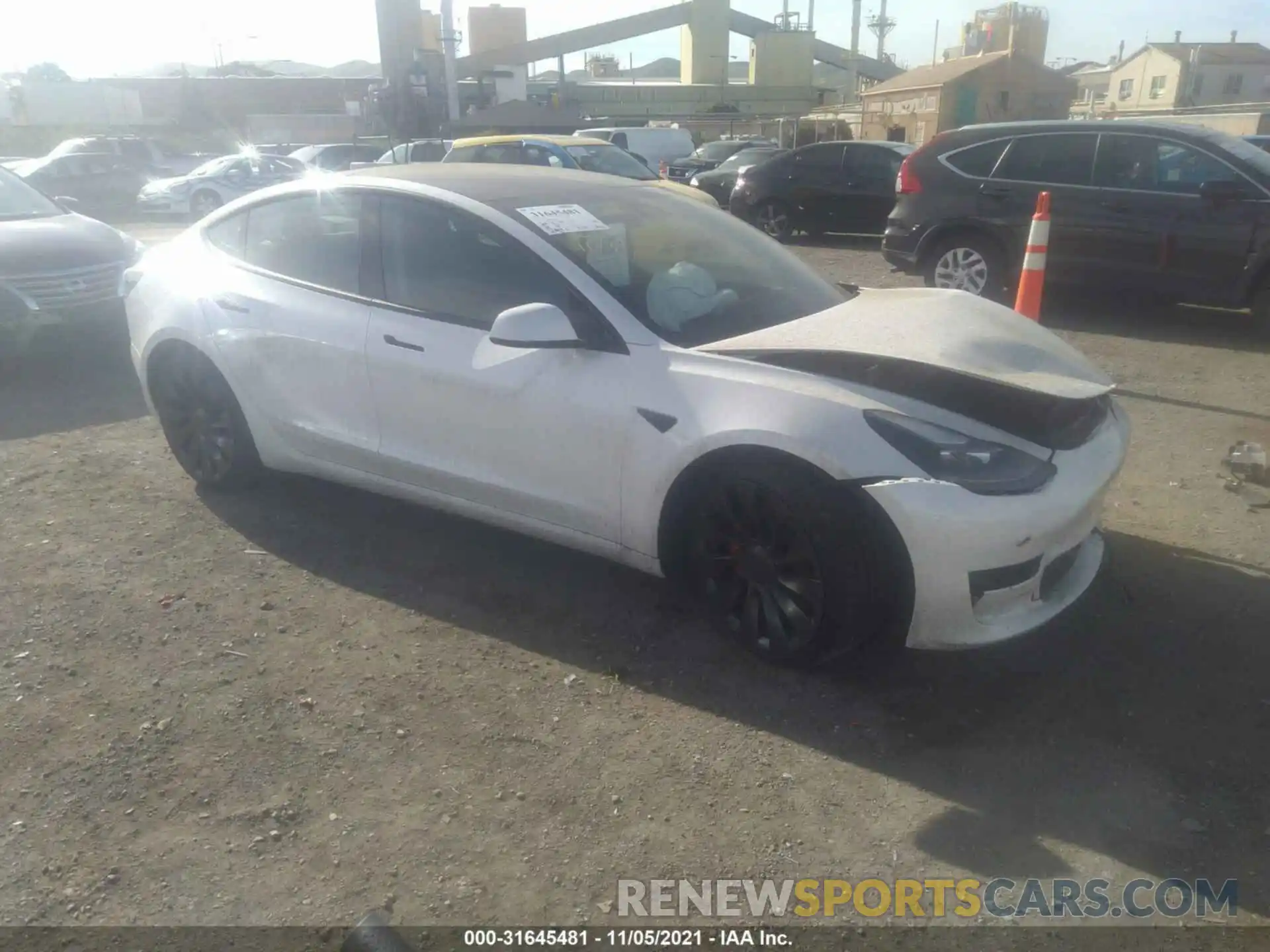 1 Photograph of a damaged car 5YJ3E1ECXMF996857 TESLA MODEL 3 2021