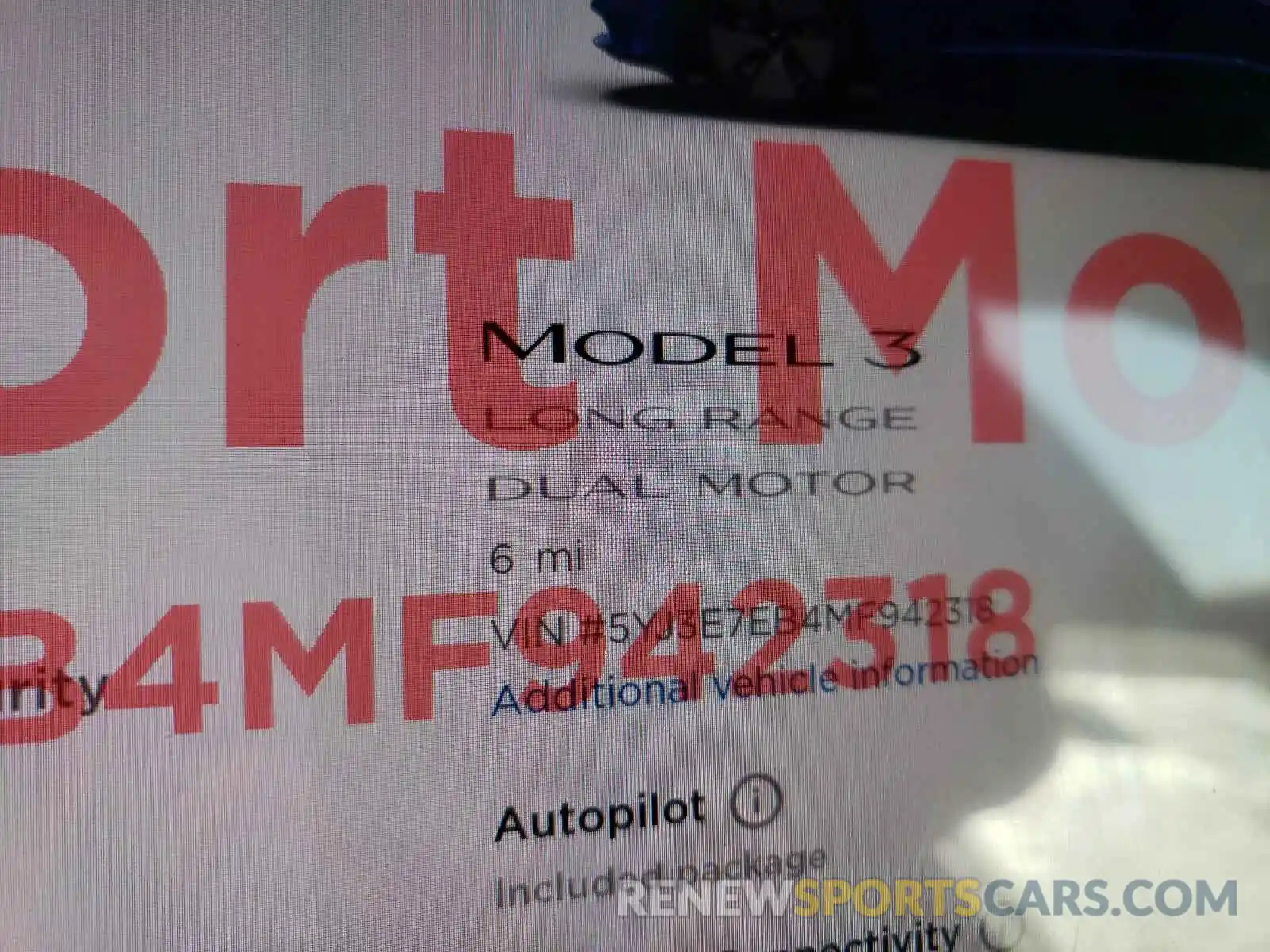 8 Фотография поврежденного автомобиля 5YJ3E7EB4MF942318 TESLA MODEL 3 2021