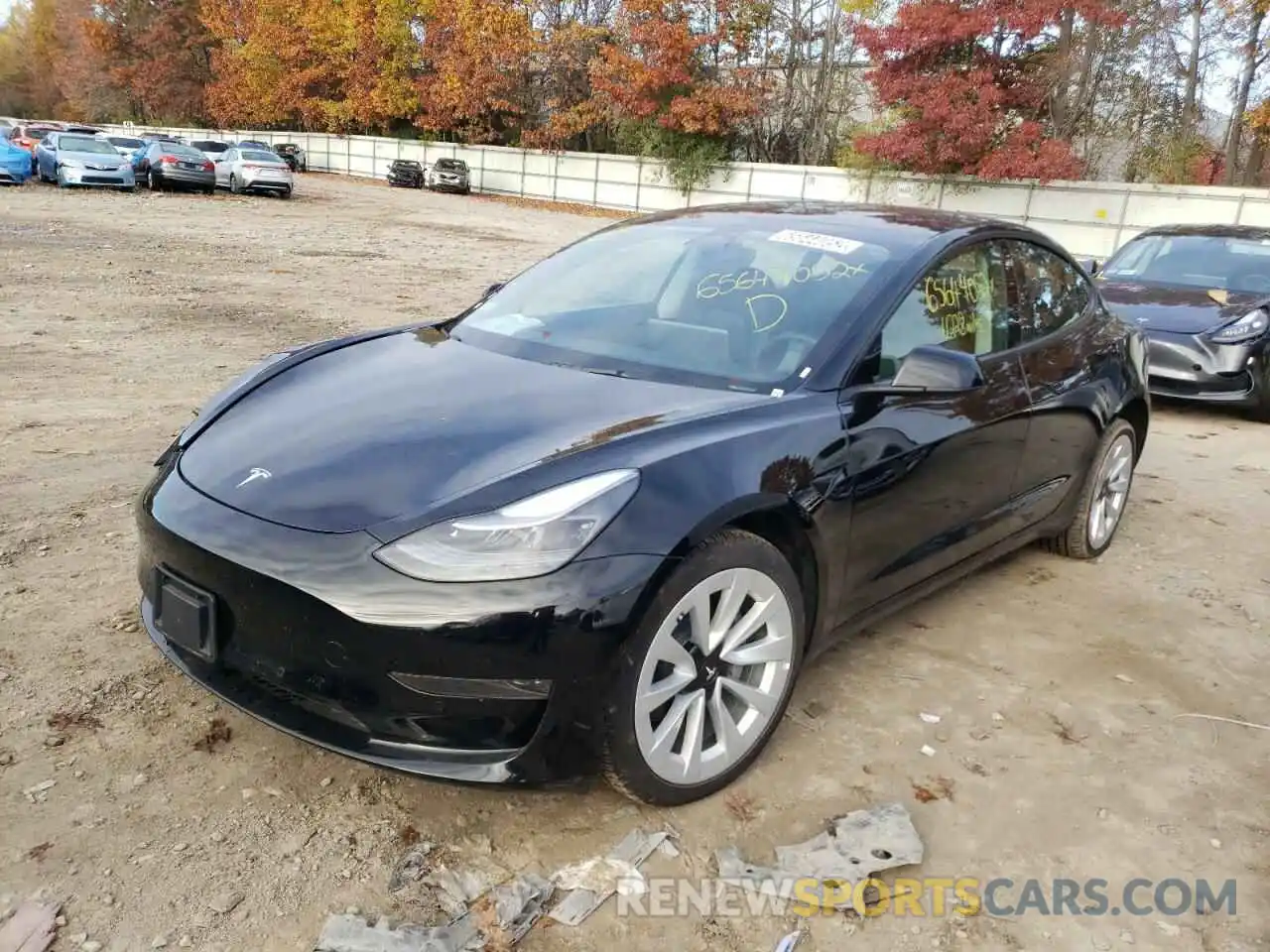 2 Photograph of a damaged car 5YJ3E1EA0NF187237 TESLA MODEL 3 2022