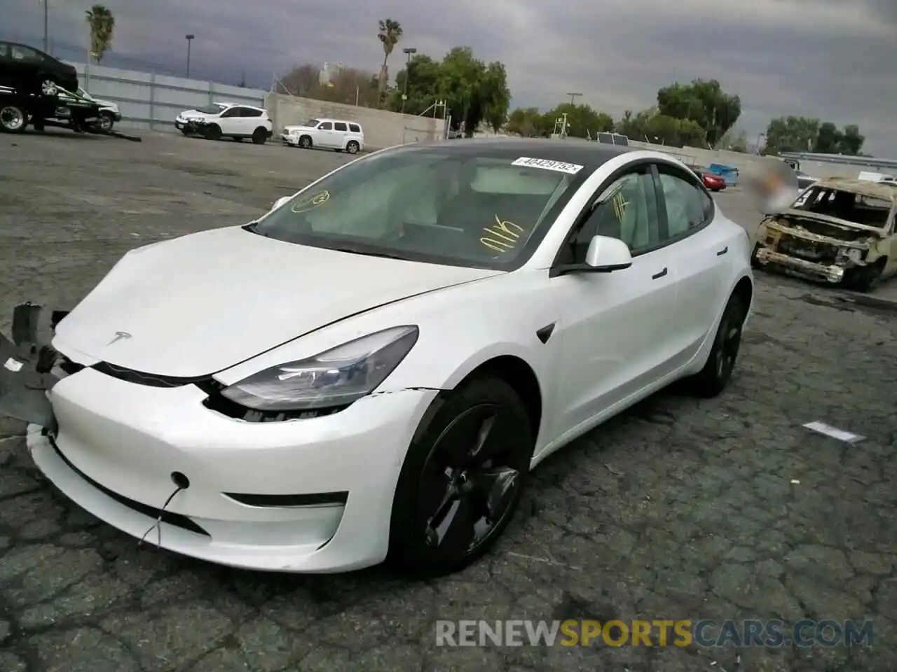 2 Photograph of a damaged car 5YJ3E1EA1NF101918 TESLA MODEL 3 2022