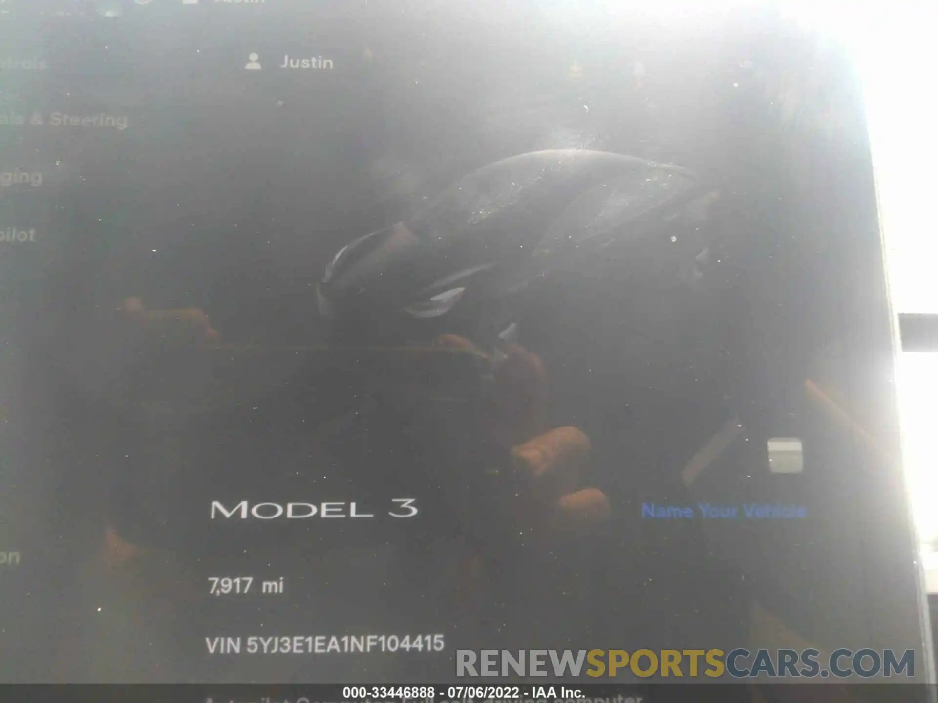 7 Photograph of a damaged car 5YJ3E1EA1NF104415 TESLA MODEL 3 2022