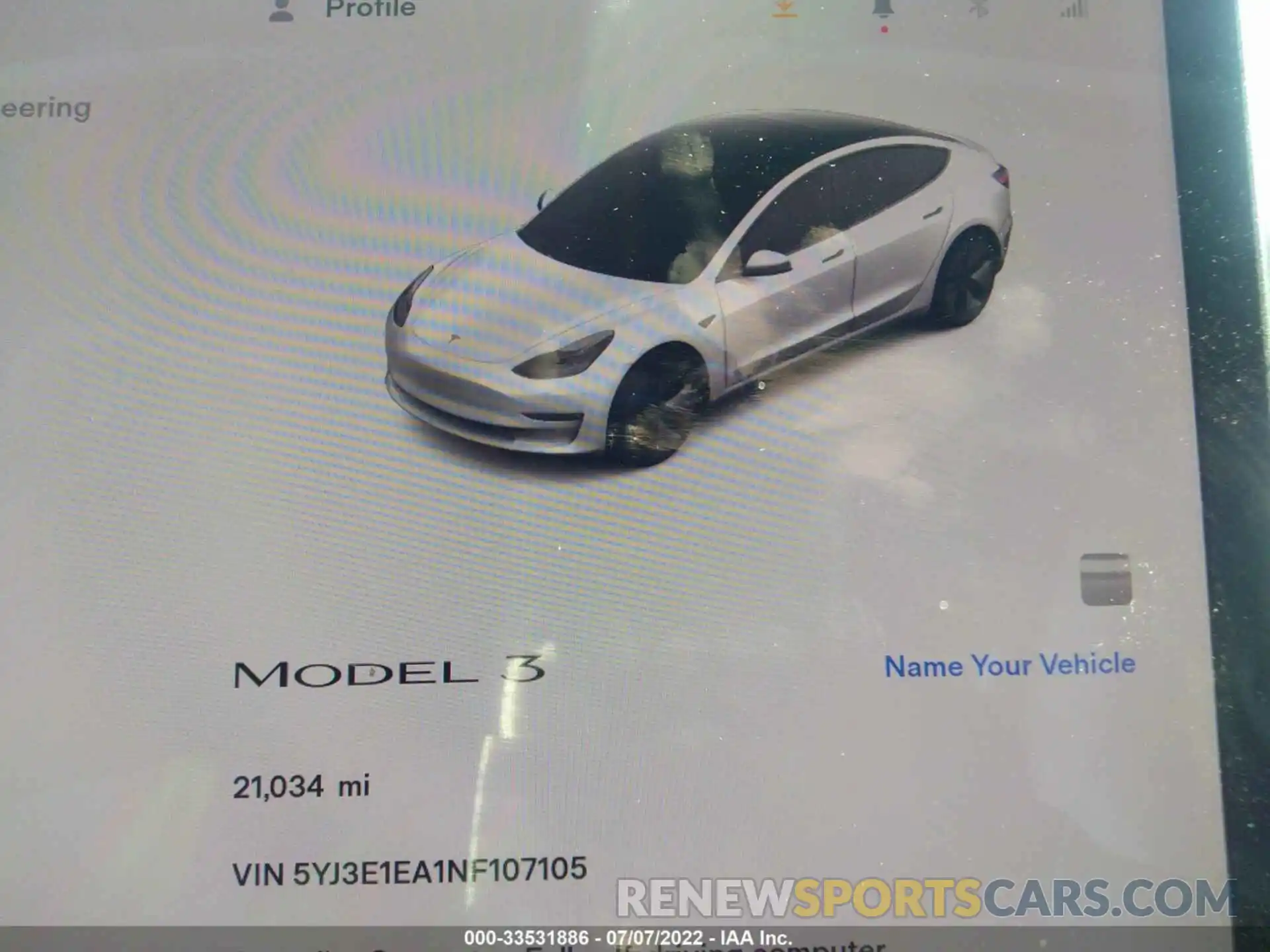 7 Photograph of a damaged car 5YJ3E1EA1NF107105 TESLA MODEL 3 2022