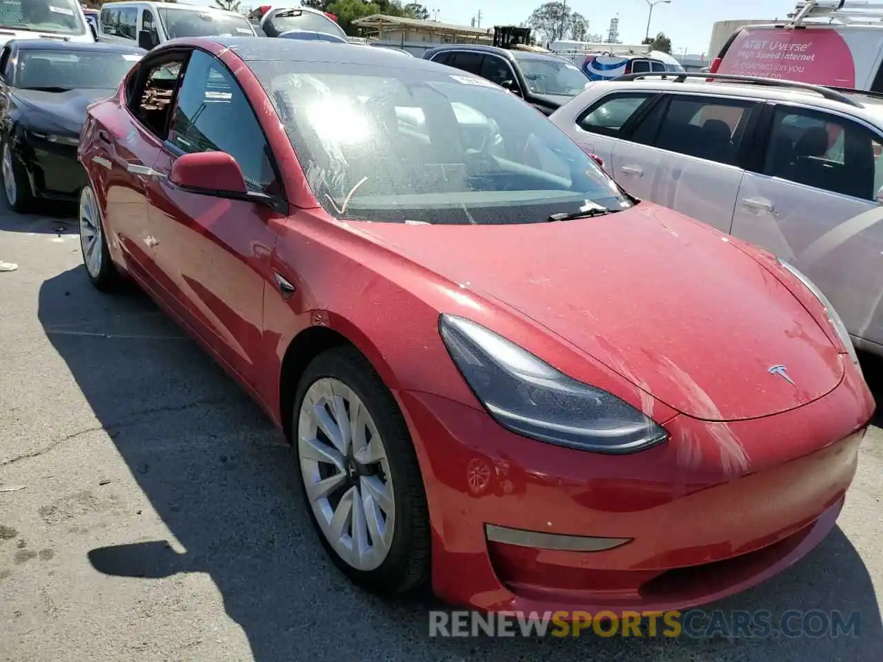 1 Photograph of a damaged car 5YJ3E1EA1NF144140 TESLA MODEL 3 2022