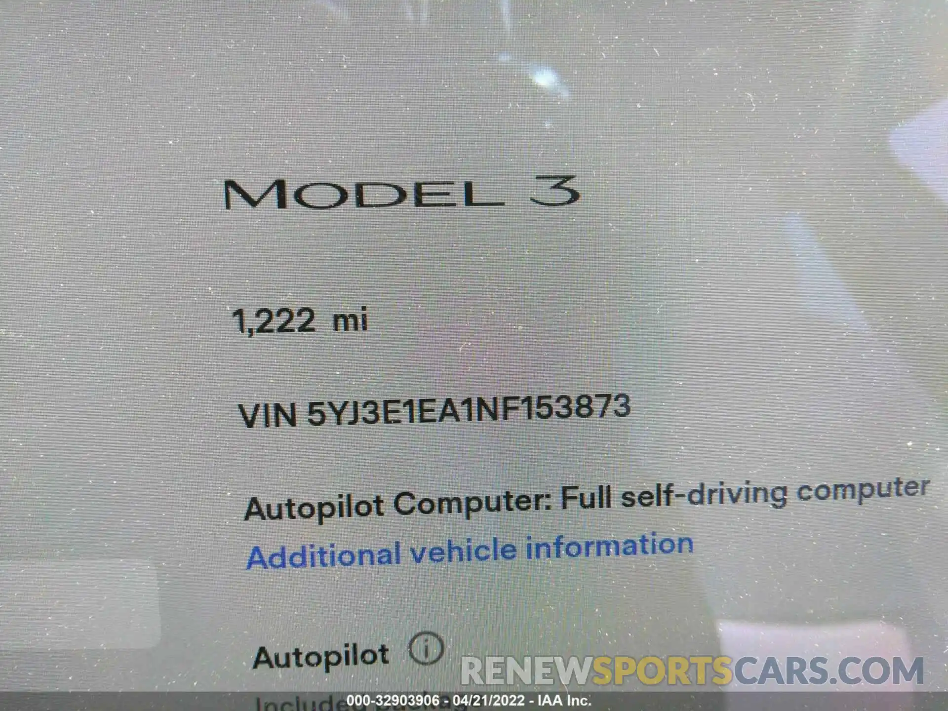 7 Photograph of a damaged car 5YJ3E1EA1NF153873 TESLA MODEL 3 2022