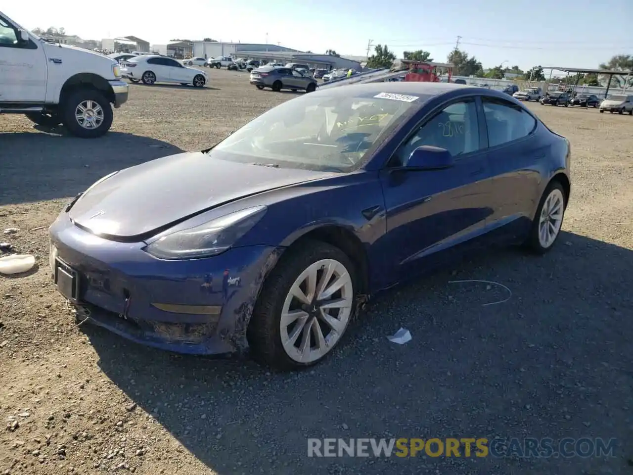 2 Photograph of a damaged car 5YJ3E1EA1NF185450 TESLA MODEL 3 2022