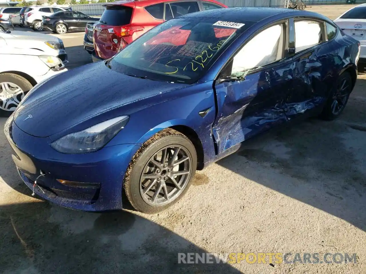 2 Photograph of a damaged car 5YJ3E1EA1NF190552 TESLA MODEL 3 2022