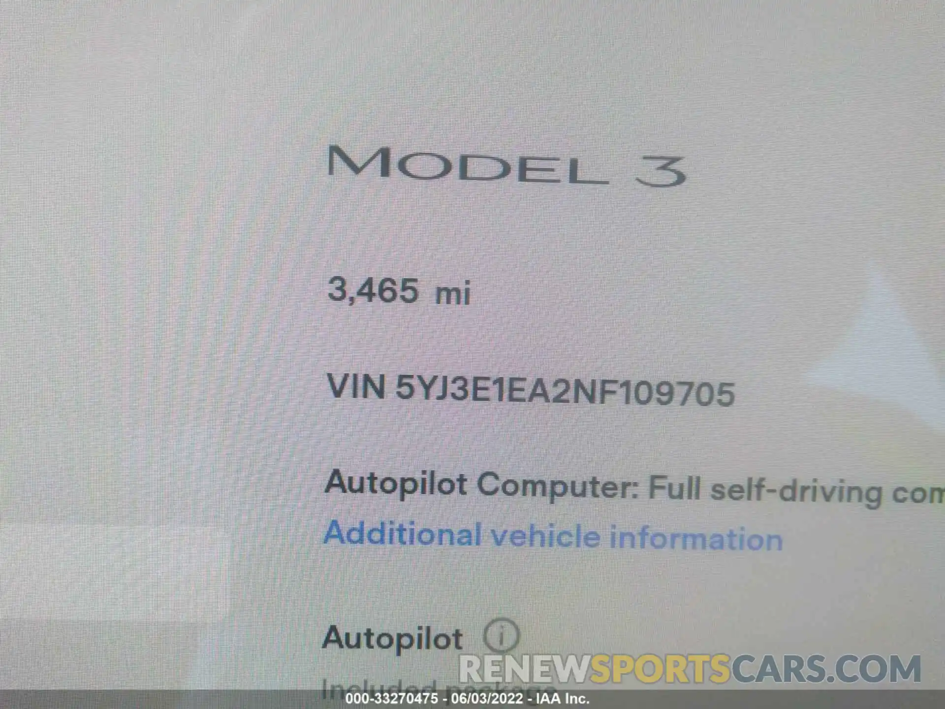 7 Photograph of a damaged car 5YJ3E1EA2NF109705 TESLA MODEL 3 2022