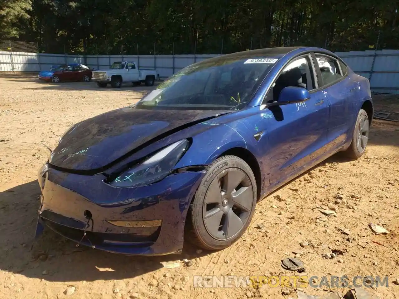 2 Photograph of a damaged car 5YJ3E1EA3NF237869 TESLA MODEL 3 2022