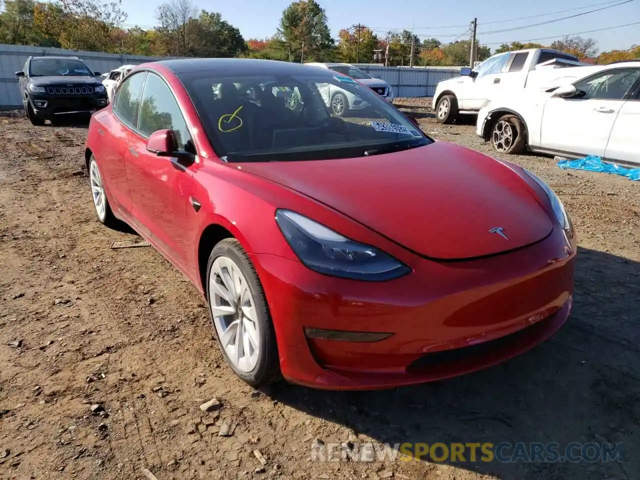 1 Photograph of a damaged car 5YJ3E1EA3NF287428 TESLA MODEL 3 2022