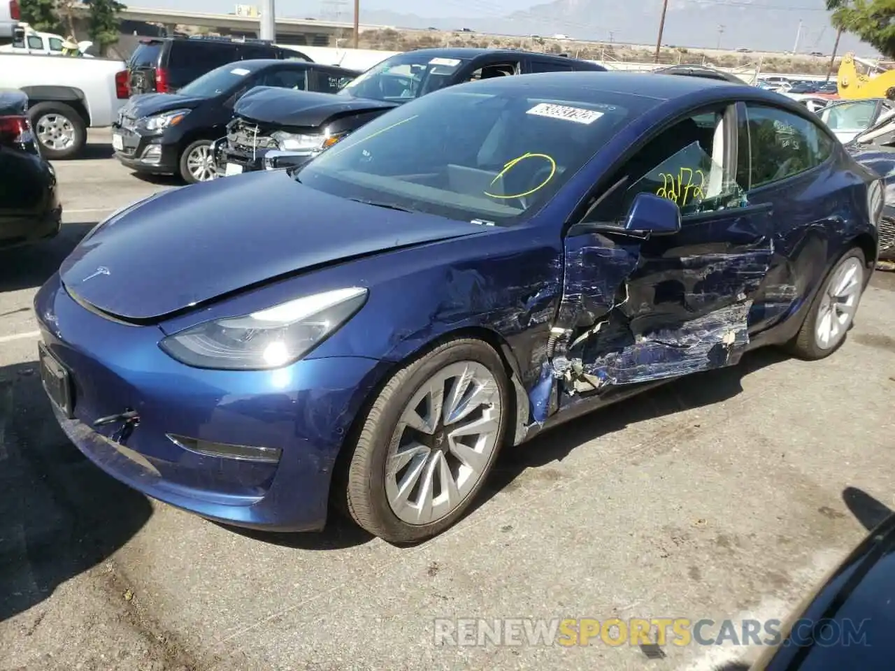 1 Photograph of a damaged car 5YJ3E1EA4NF142687 TESLA MODEL 3 2022