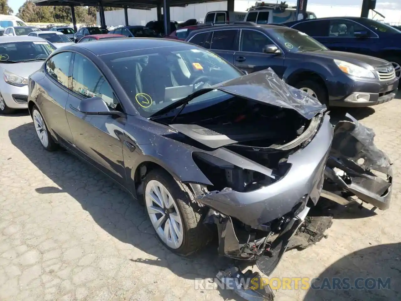 1 Photograph of a damaged car 5YJ3E1EA4NF143838 TESLA MODEL 3 2022