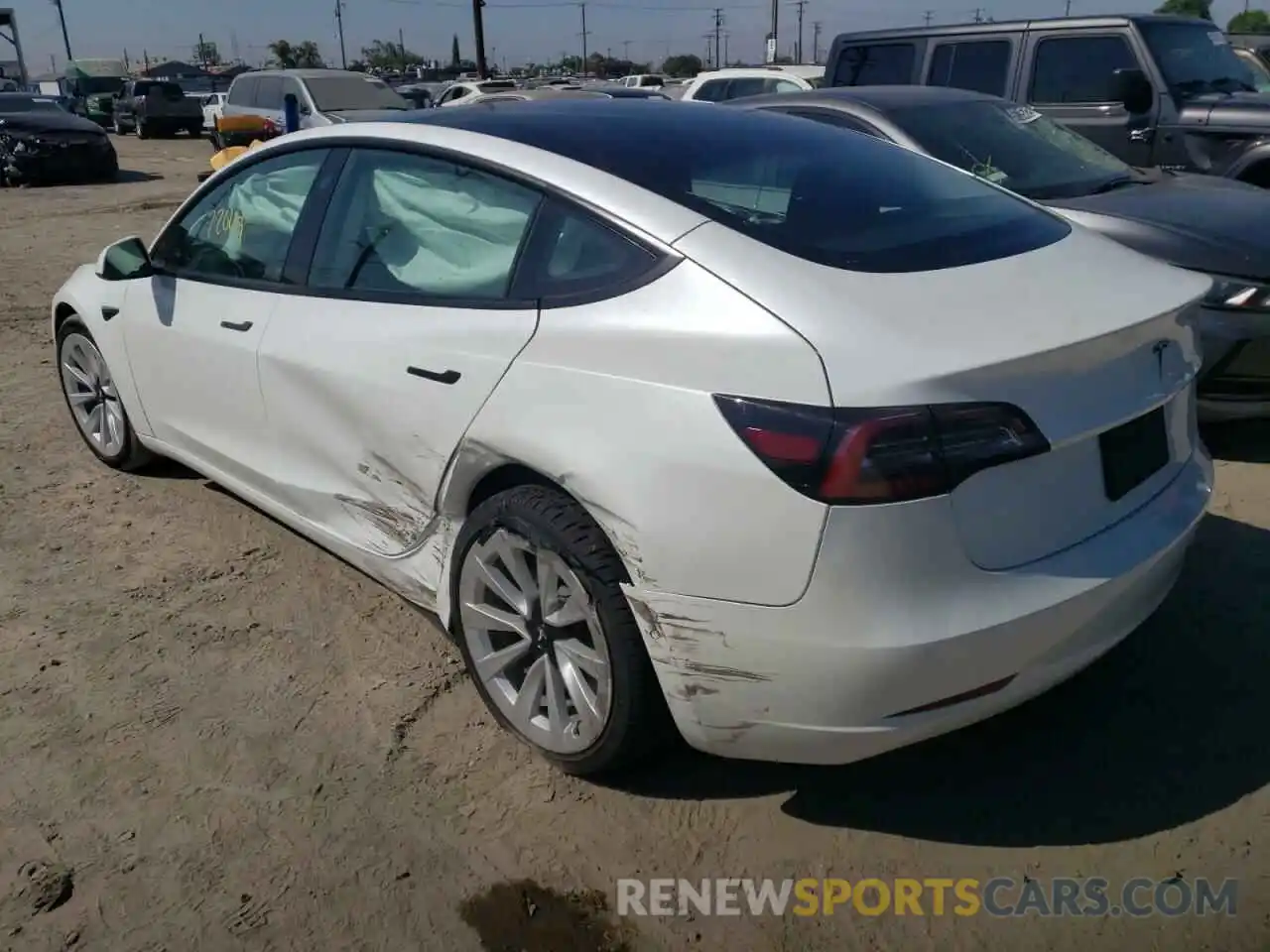 3 Photograph of a damaged car 5YJ3E1EA4NF144133 TESLA MODEL 3 2022