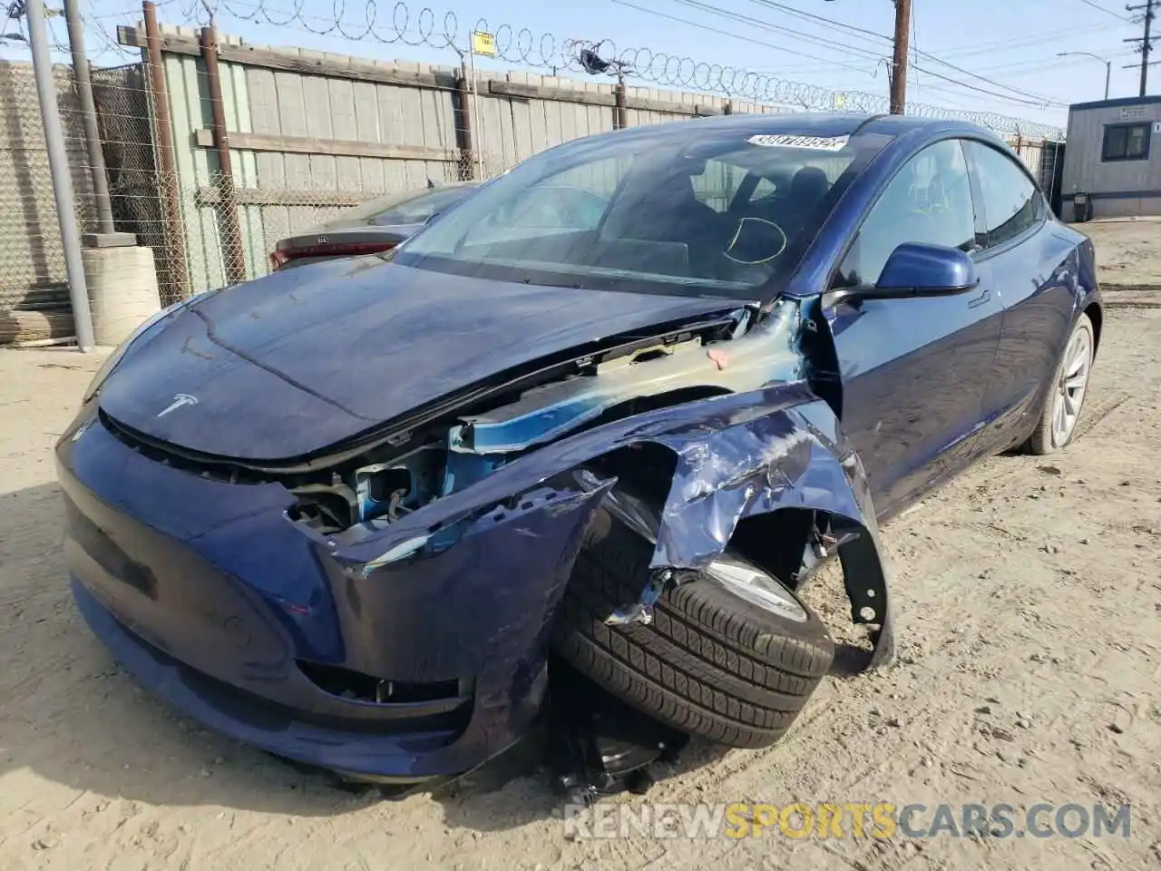 2 Photograph of a damaged car 5YJ3E1EA4NF144536 TESLA MODEL 3 2022