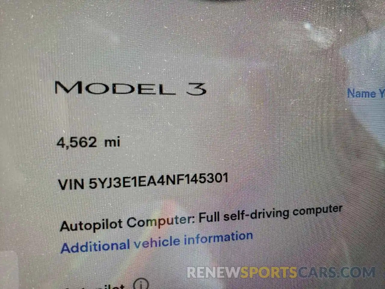 8 Photograph of a damaged car 5YJ3E1EA4NF145301 TESLA MODEL 3 2022