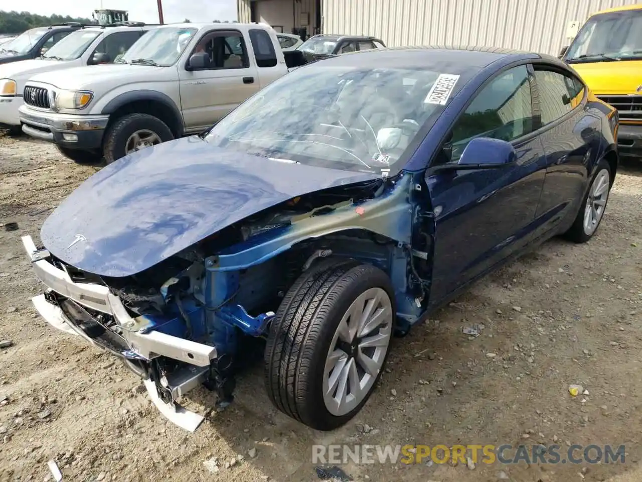 2 Photograph of a damaged car 5YJ3E1EA4NF188987 TESLA MODEL 3 2022