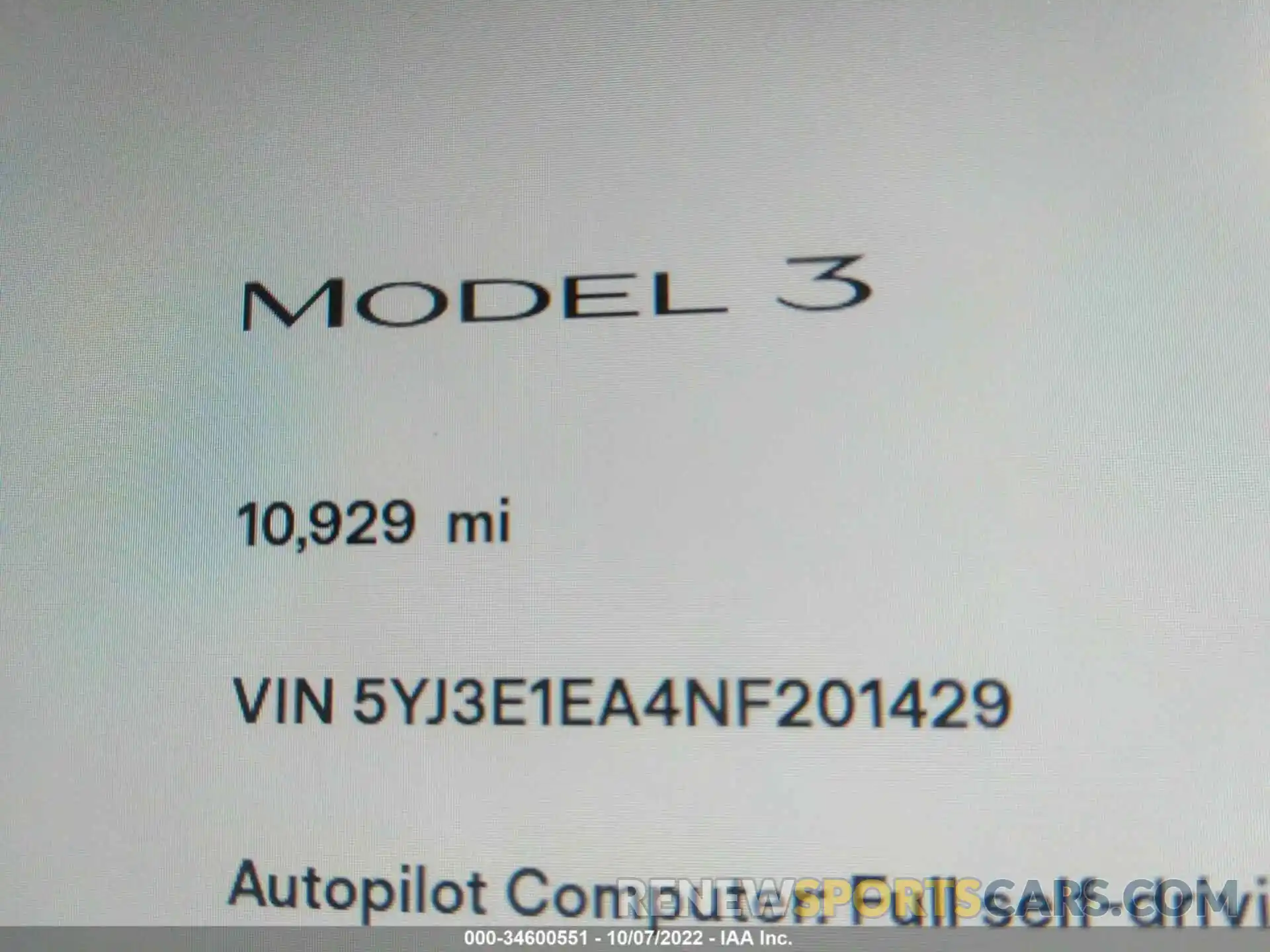 7 Photograph of a damaged car 5YJ3E1EA4NF201429 TESLA MODEL 3 2022