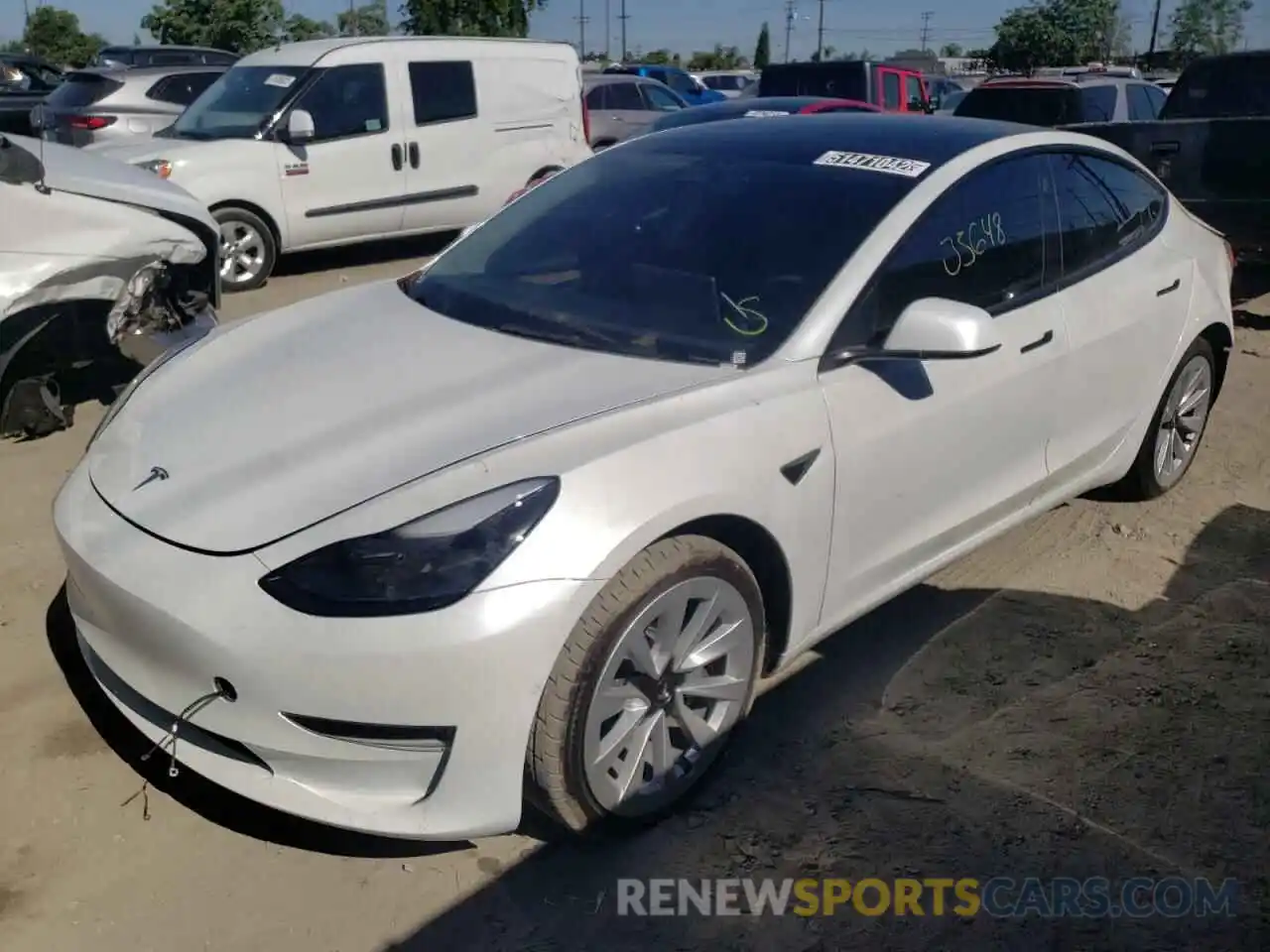 2 Photograph of a damaged car 5YJ3E1EA5NF145341 TESLA MODEL 3 2022