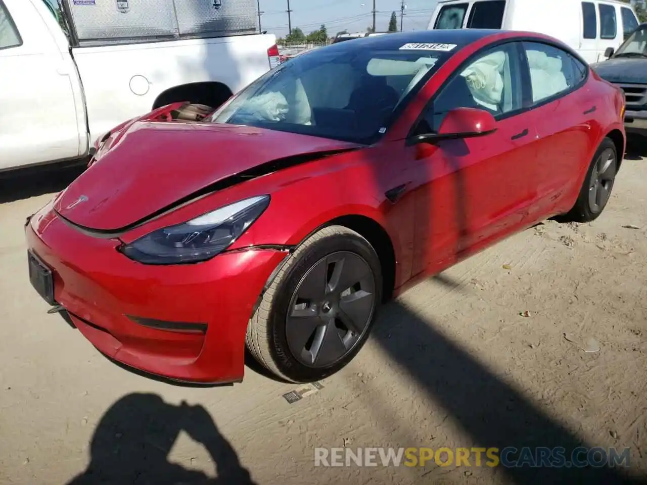 2 Photograph of a damaged car 5YJ3E1EA5NF185256 TESLA MODEL 3 2022