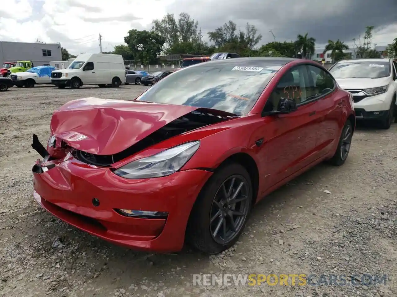 2 Photograph of a damaged car 5YJ3E1EA5NF187184 TESLA MODEL 3 2022