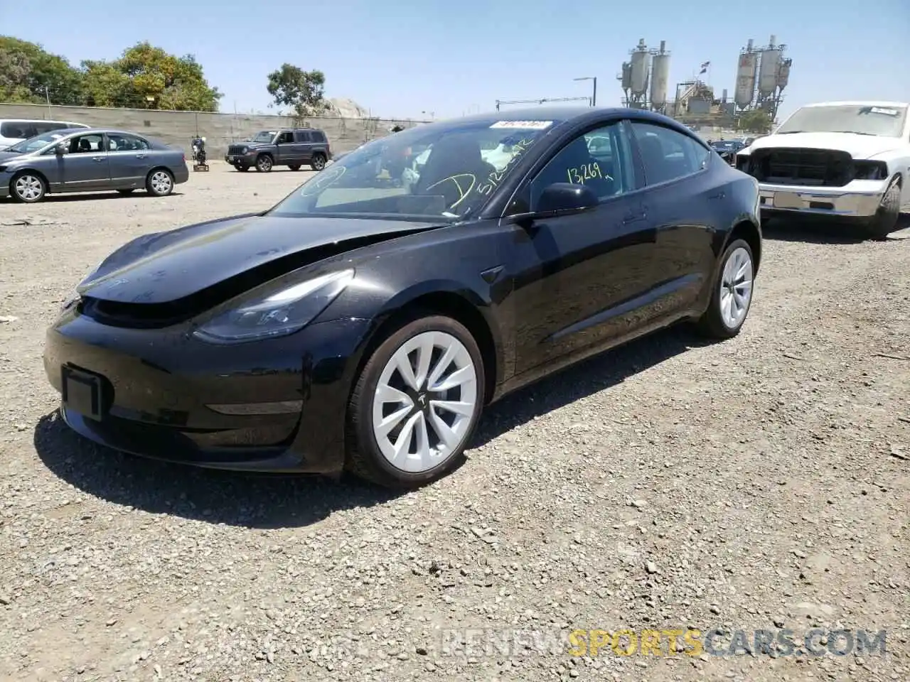 2 Photograph of a damaged car 5YJ3E1EA5NF190487 TESLA MODEL 3 2022