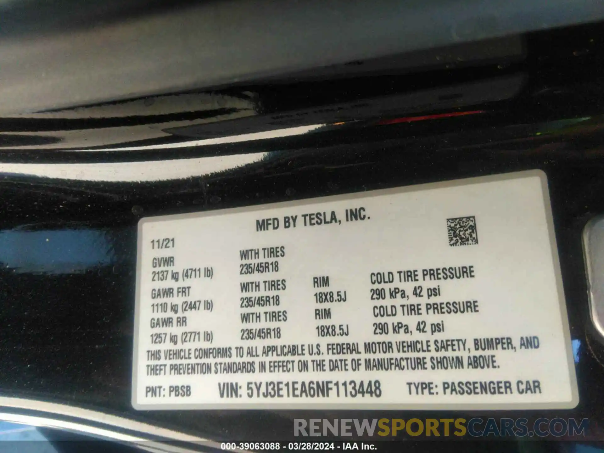 9 Photograph of a damaged car 5YJ3E1EA6NF113448 TESLA MODEL 3 2022