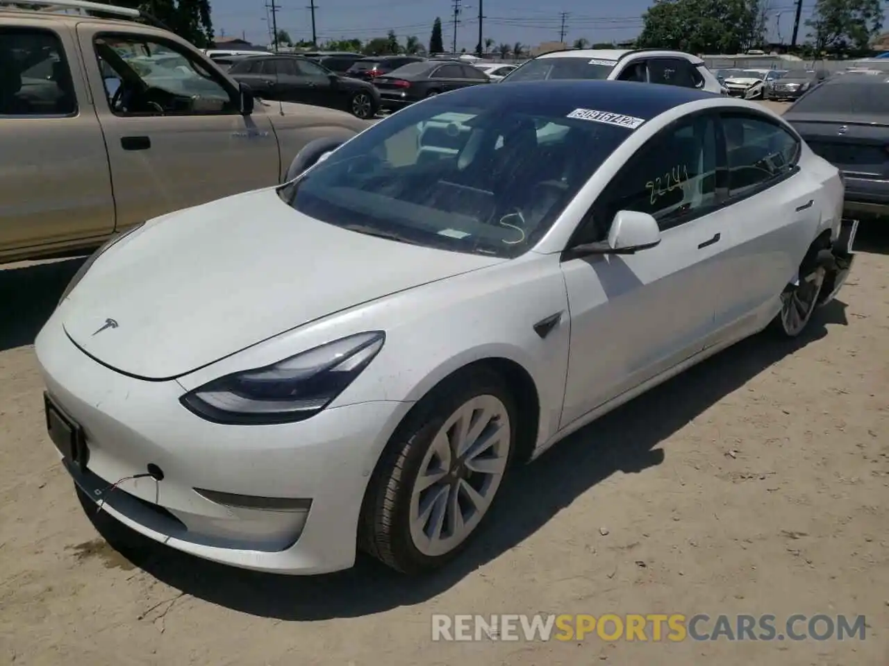 2 Photograph of a damaged car 5YJ3E1EA6NF143517 TESLA MODEL 3 2022