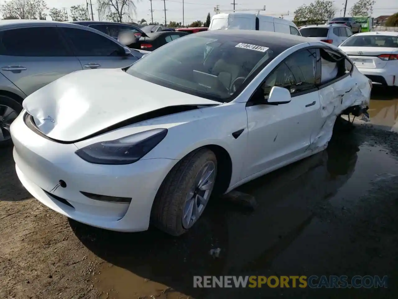 2 Photograph of a damaged car 5YJ3E1EA6NF144599 TESLA MODEL 3 2022