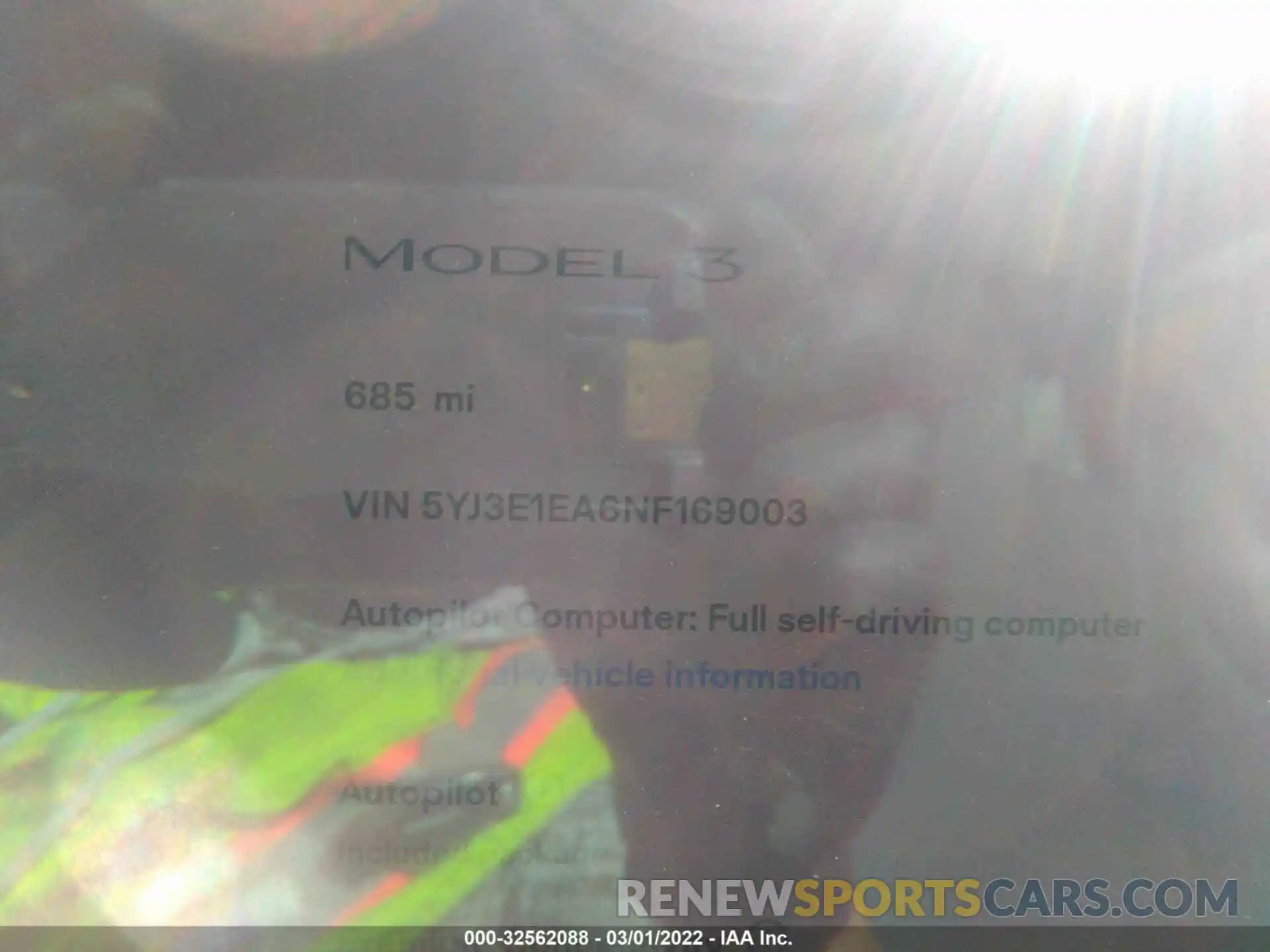 7 Photograph of a damaged car 5YJ3E1EA6NF169003 TESLA MODEL 3 2022