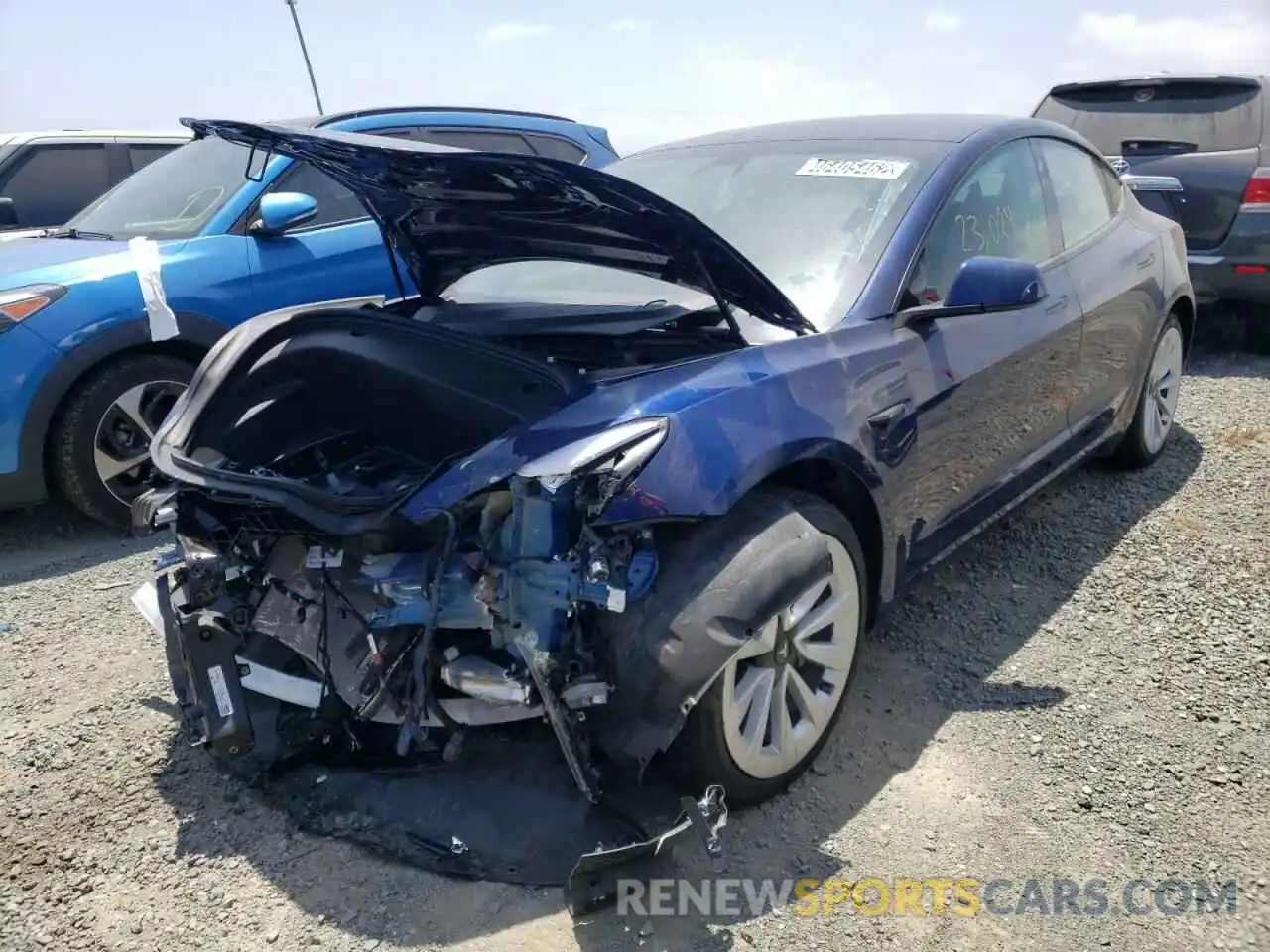 2 Photograph of a damaged car 5YJ3E1EA7NF143476 TESLA MODEL 3 2022