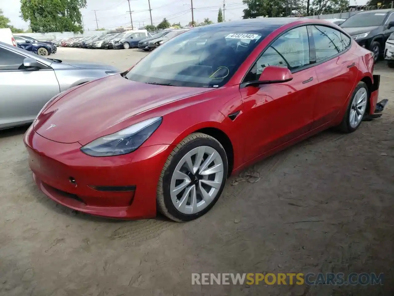 2 Photograph of a damaged car 5YJ3E1EA7NF144983 TESLA MODEL 3 2022