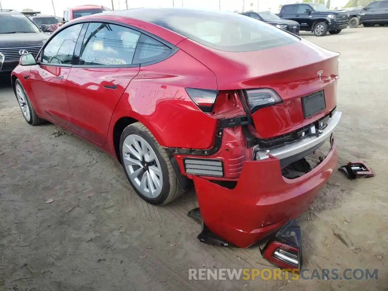 3 Photograph of a damaged car 5YJ3E1EA7NF144983 TESLA MODEL 3 2022