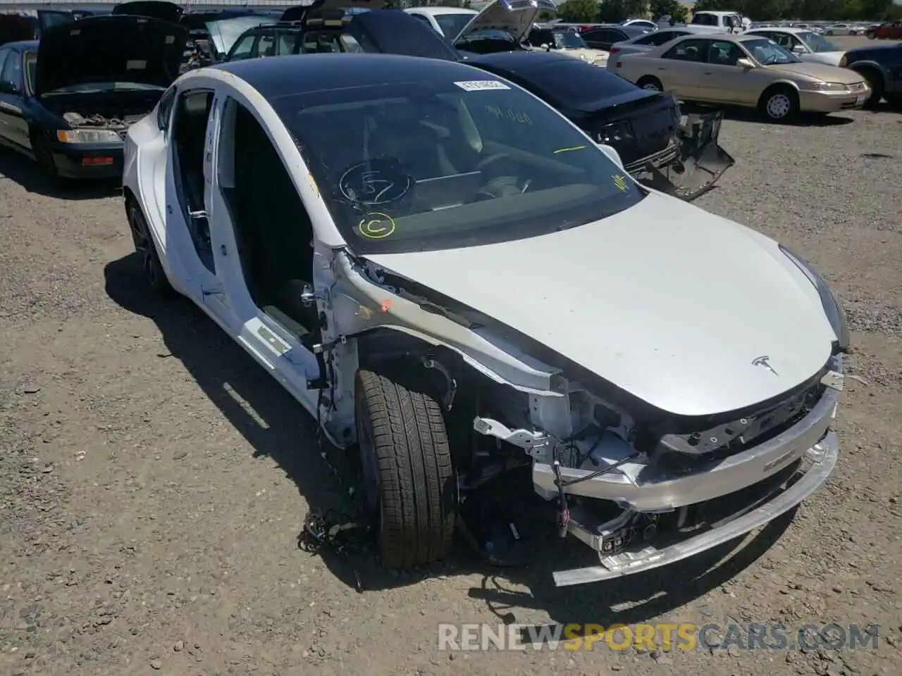 1 Photograph of a damaged car 5YJ3E1EA7NF170399 TESLA MODEL 3 2022