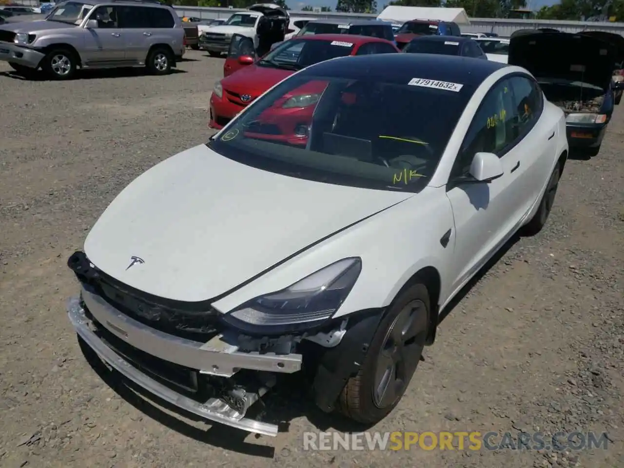 2 Photograph of a damaged car 5YJ3E1EA7NF170399 TESLA MODEL 3 2022