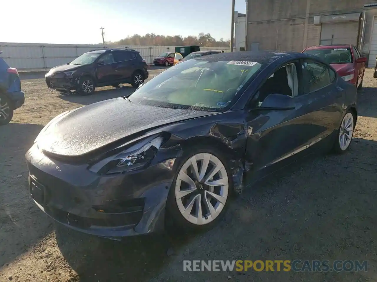 2 Photograph of a damaged car 5YJ3E1EA7NF186389 TESLA MODEL 3 2022