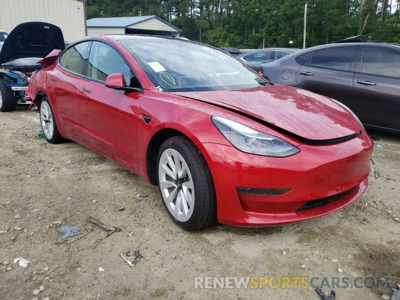 1 Photograph of a damaged car 5YJ3E1EA7NF189518 TESLA MODEL 3 2022