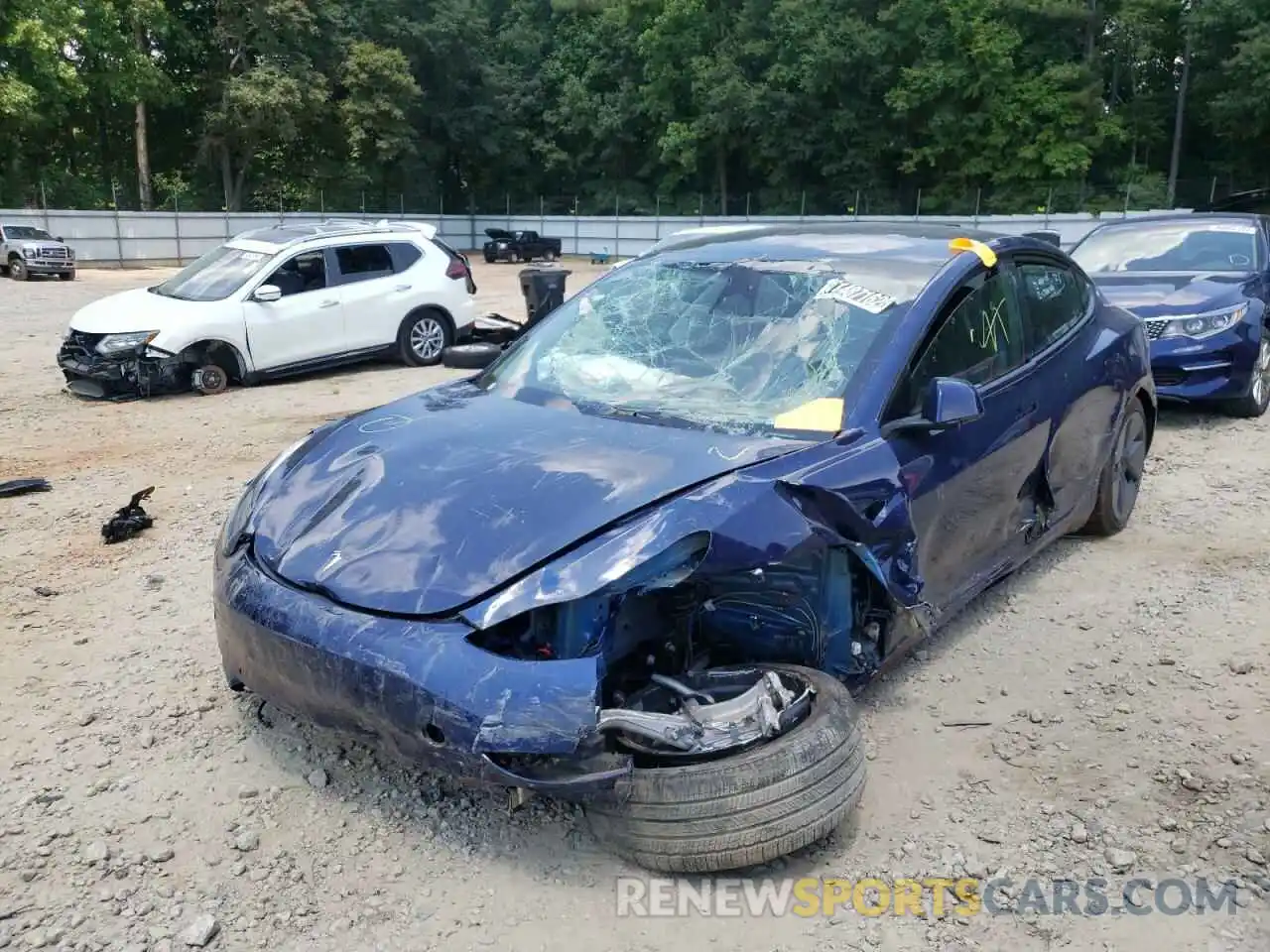 2 Photograph of a damaged car 5YJ3E1EA7NF189969 TESLA MODEL 3 2022