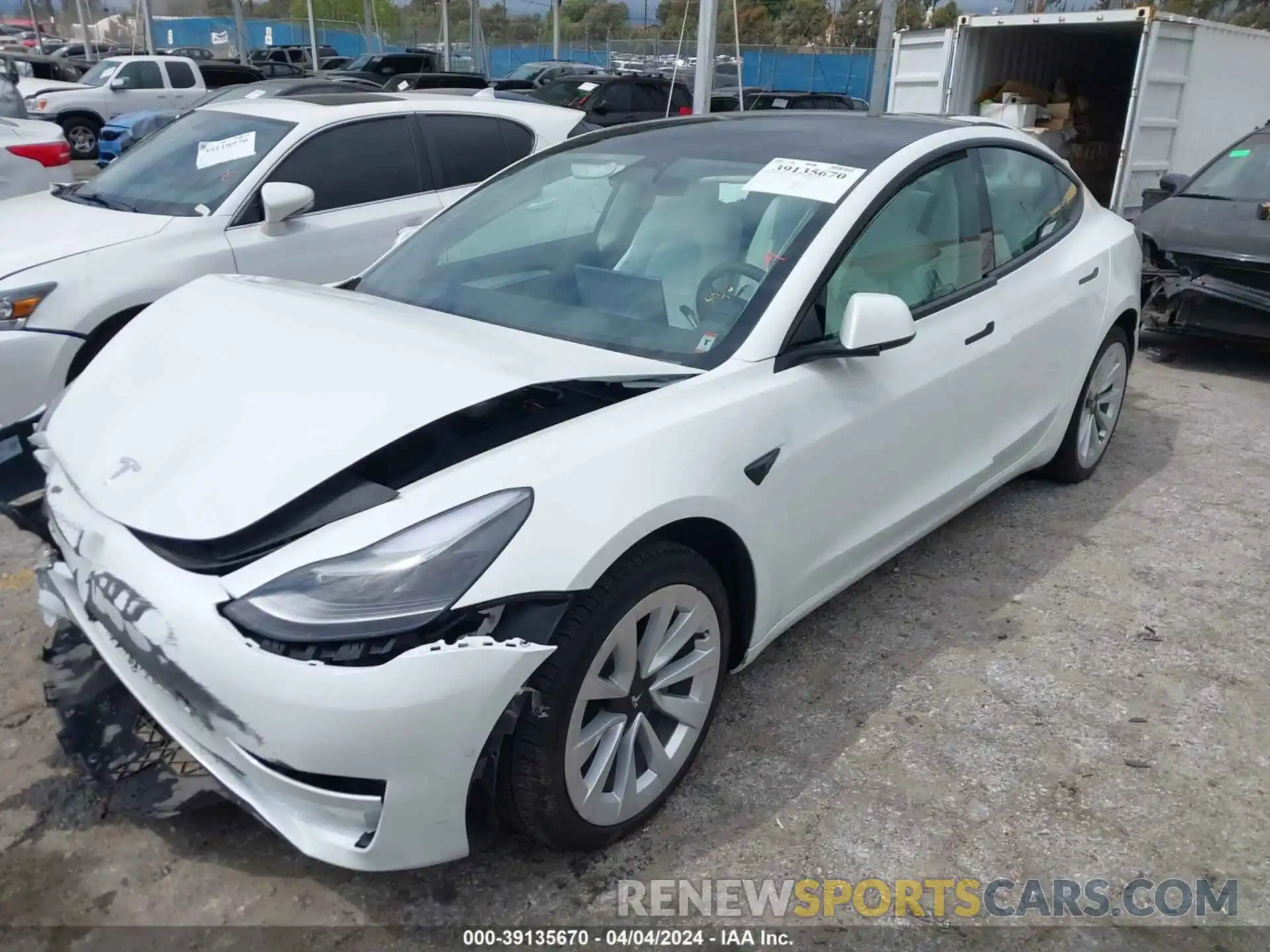 2 Photograph of a damaged car 5YJ3E1EA7NF303131 TESLA MODEL 3 2022