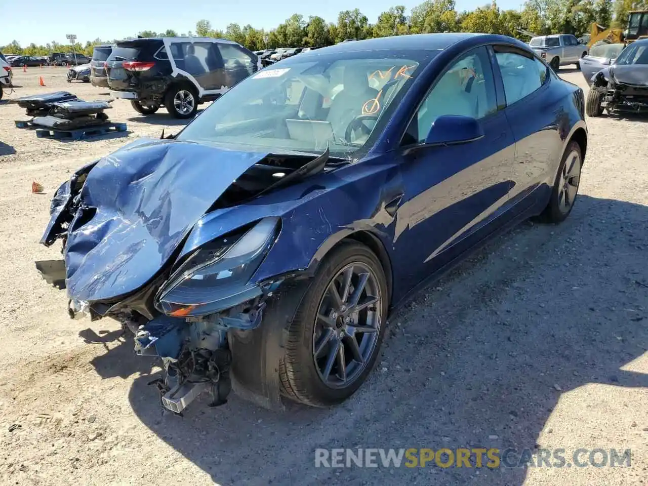 2 Photograph of a damaged car 5YJ3E1EA7NF309561 TESLA MODEL 3 2022