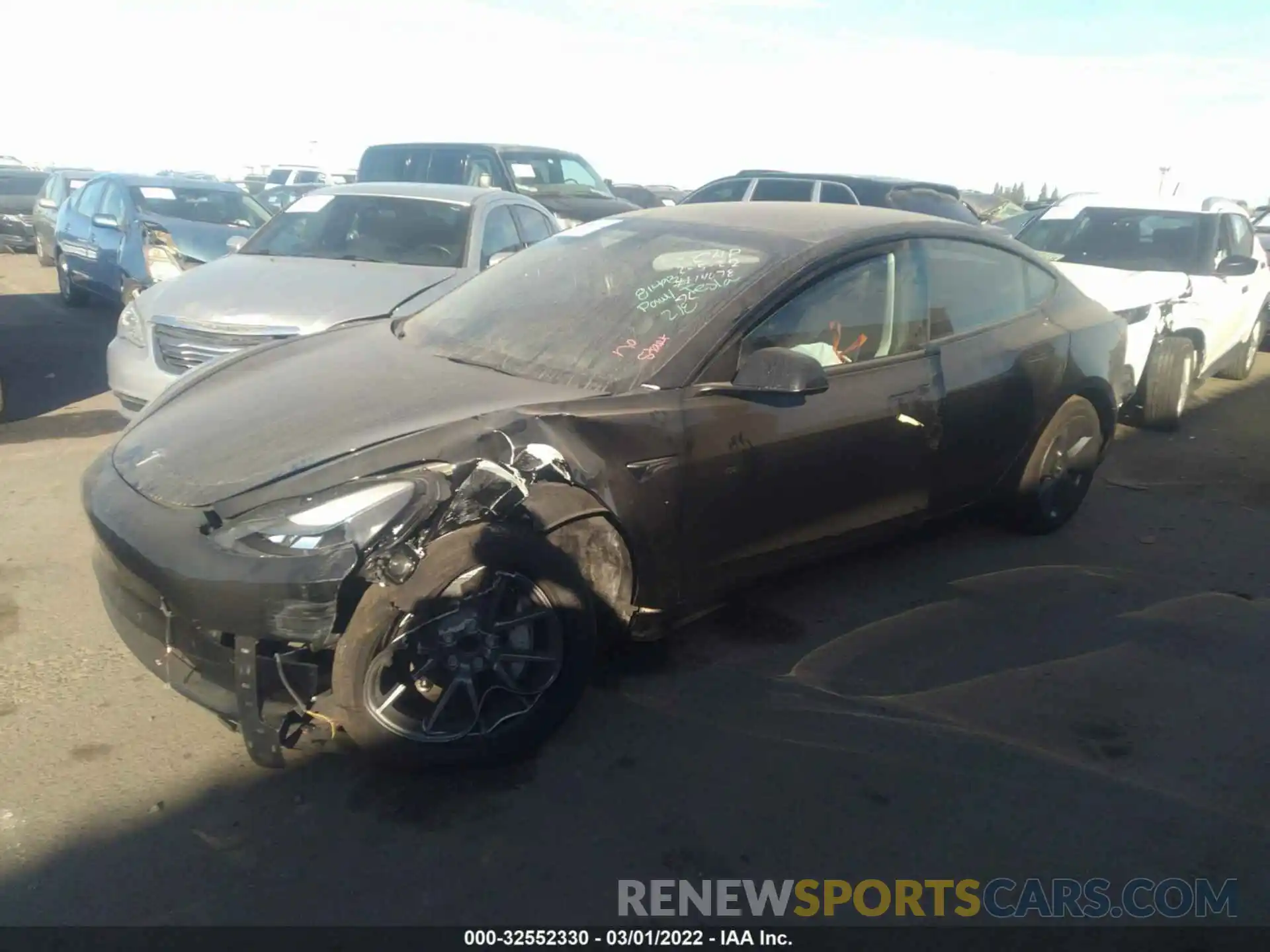 2 Photograph of a damaged car 5YJ3E1EA8NF102130 TESLA MODEL 3 2022