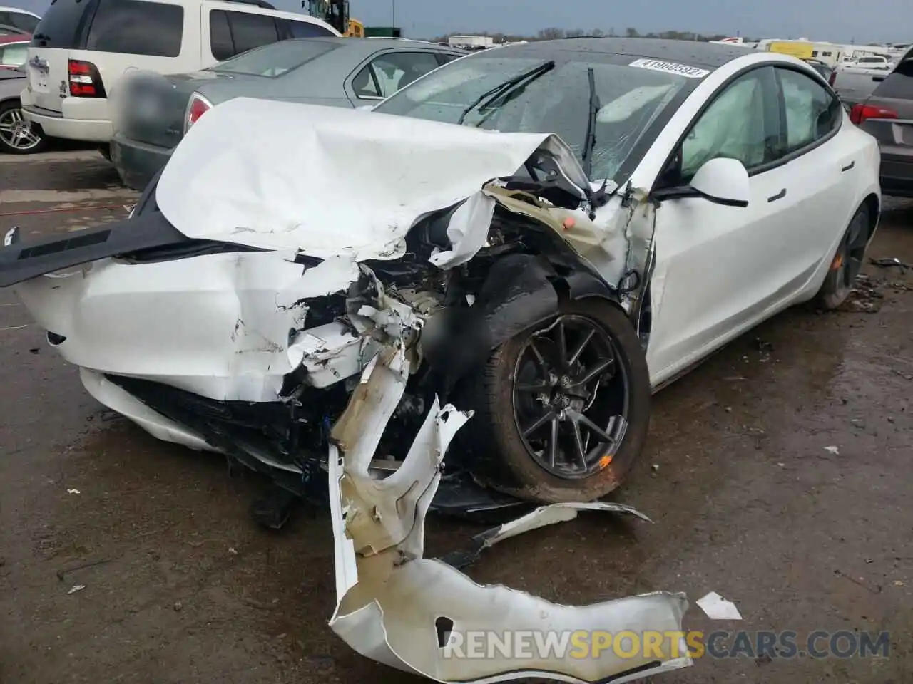 2 Photograph of a damaged car 5YJ3E1EA8NF102743 TESLA MODEL 3 2022