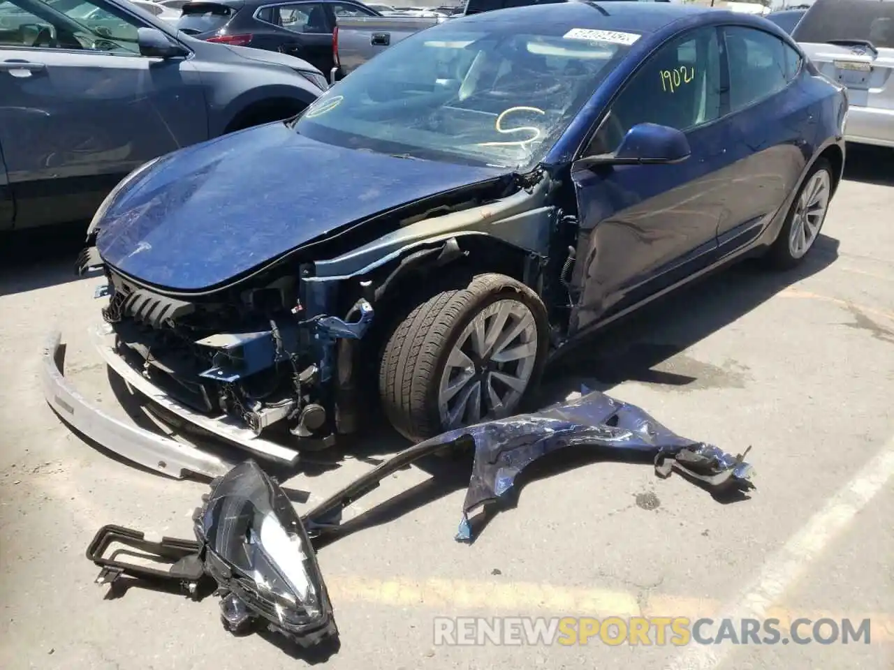 2 Photograph of a damaged car 5YJ3E1EA8NF143468 TESLA MODEL 3 2022