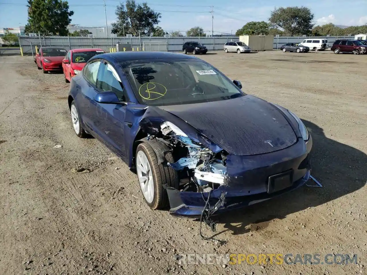 1 Photograph of a damaged car 5YJ3E1EA8NF145477 TESLA MODEL 3 2022