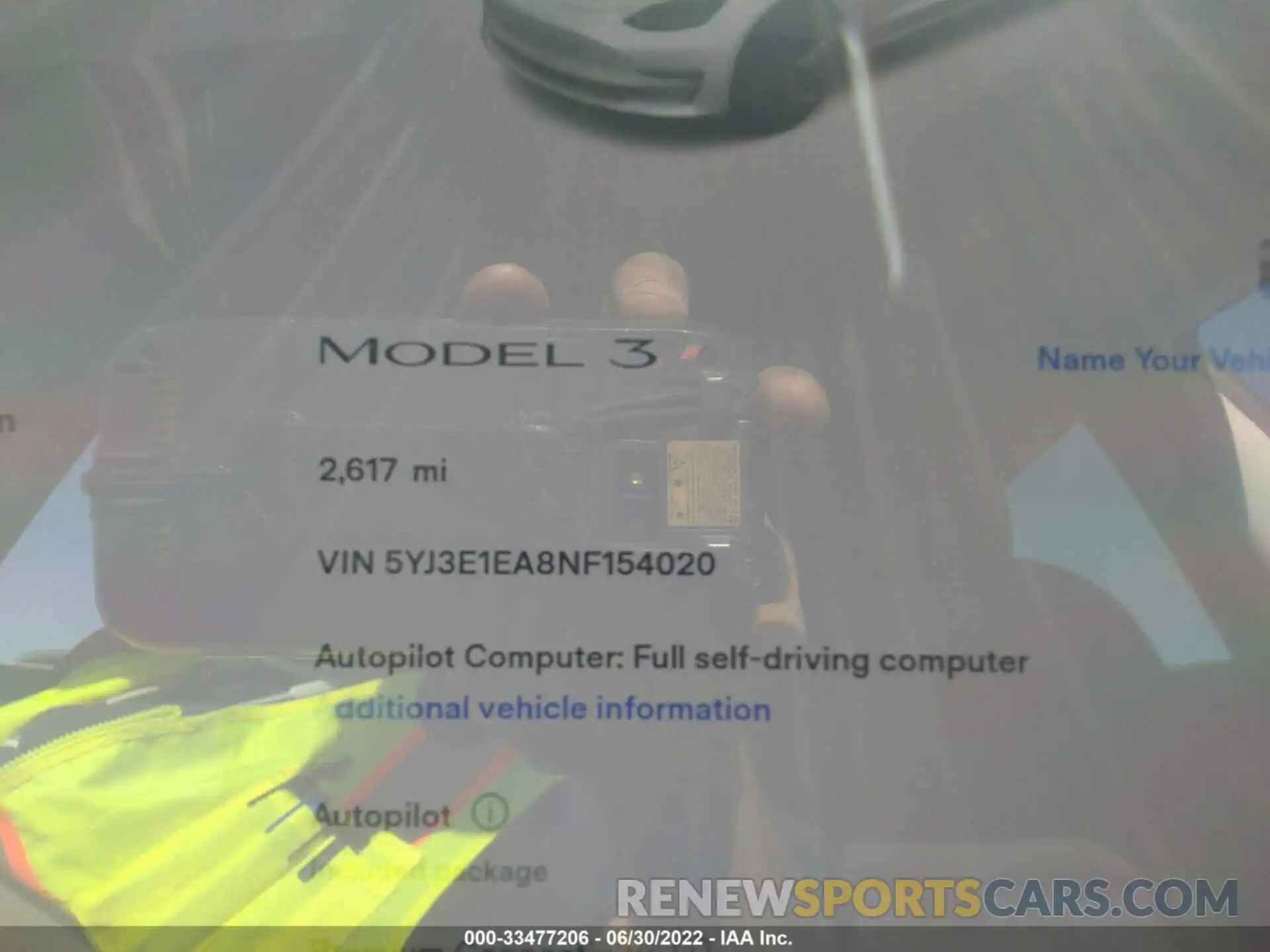 7 Photograph of a damaged car 5YJ3E1EA8NF154020 TESLA MODEL 3 2022