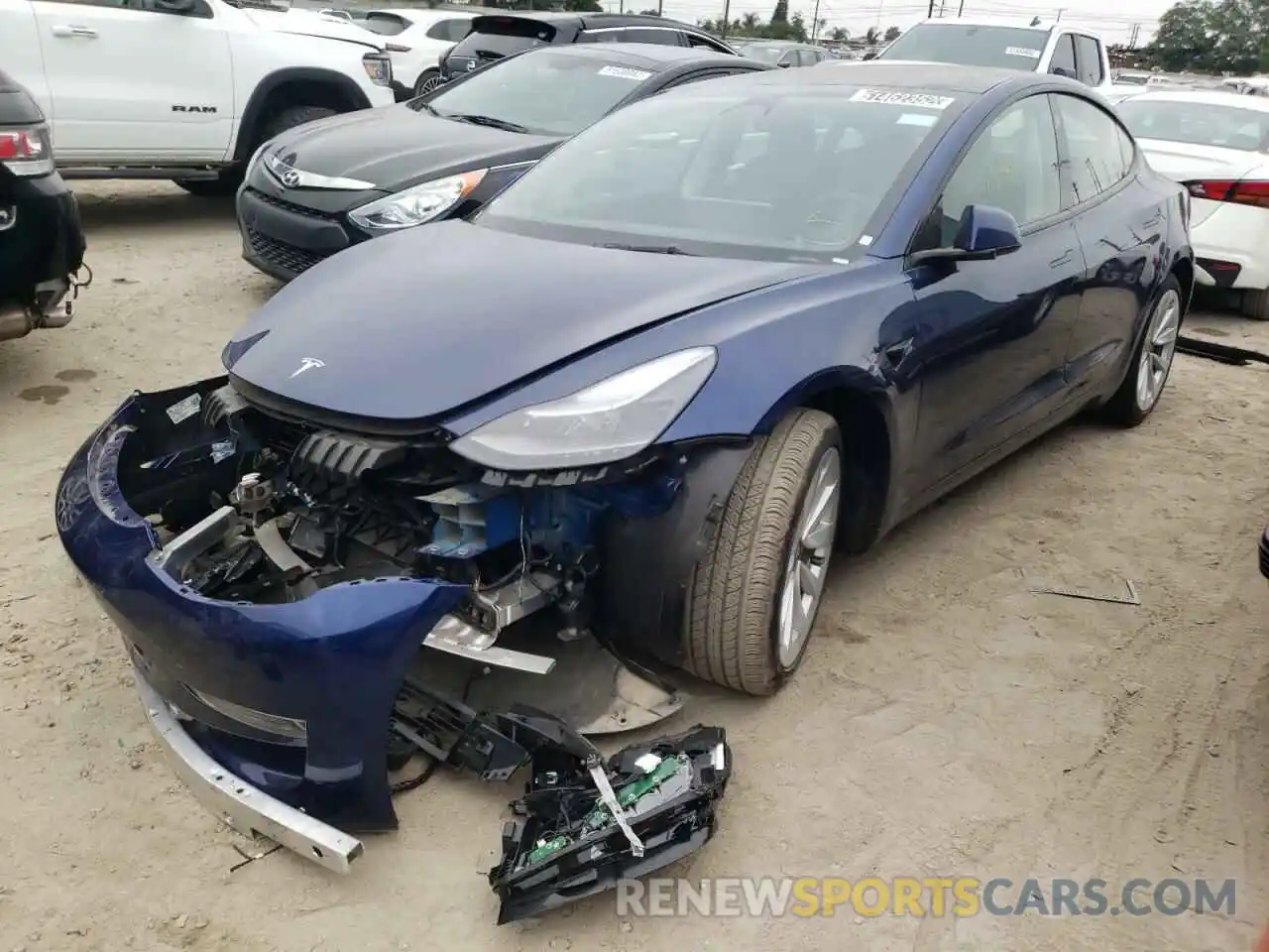 2 Photograph of a damaged car 5YJ3E1EA8NF190211 TESLA MODEL 3 2022